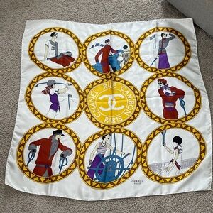 Vintage CHANEL RUE CAMBON PARIS  Women Sports Motive Scarf
